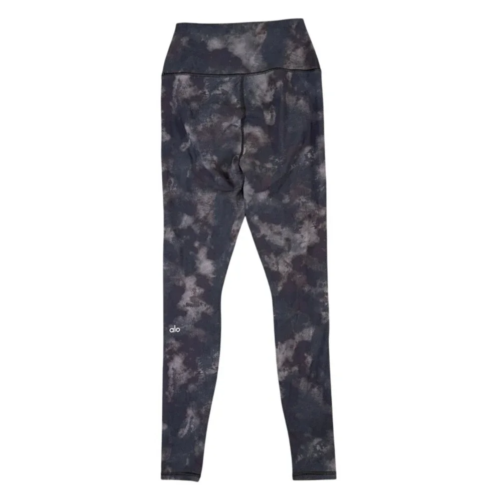 Alo Yoga High Waist Airbrush Leggings Cloud Tie Dye Grey Black Size XS